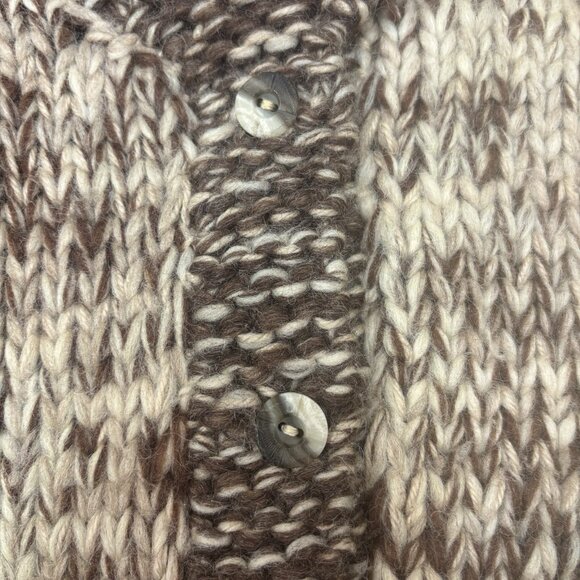 Vintage Handmade Sweater Medium Chunky Knit Button Up Collar Pocket Jumper Heavy - Picture 6 of 11